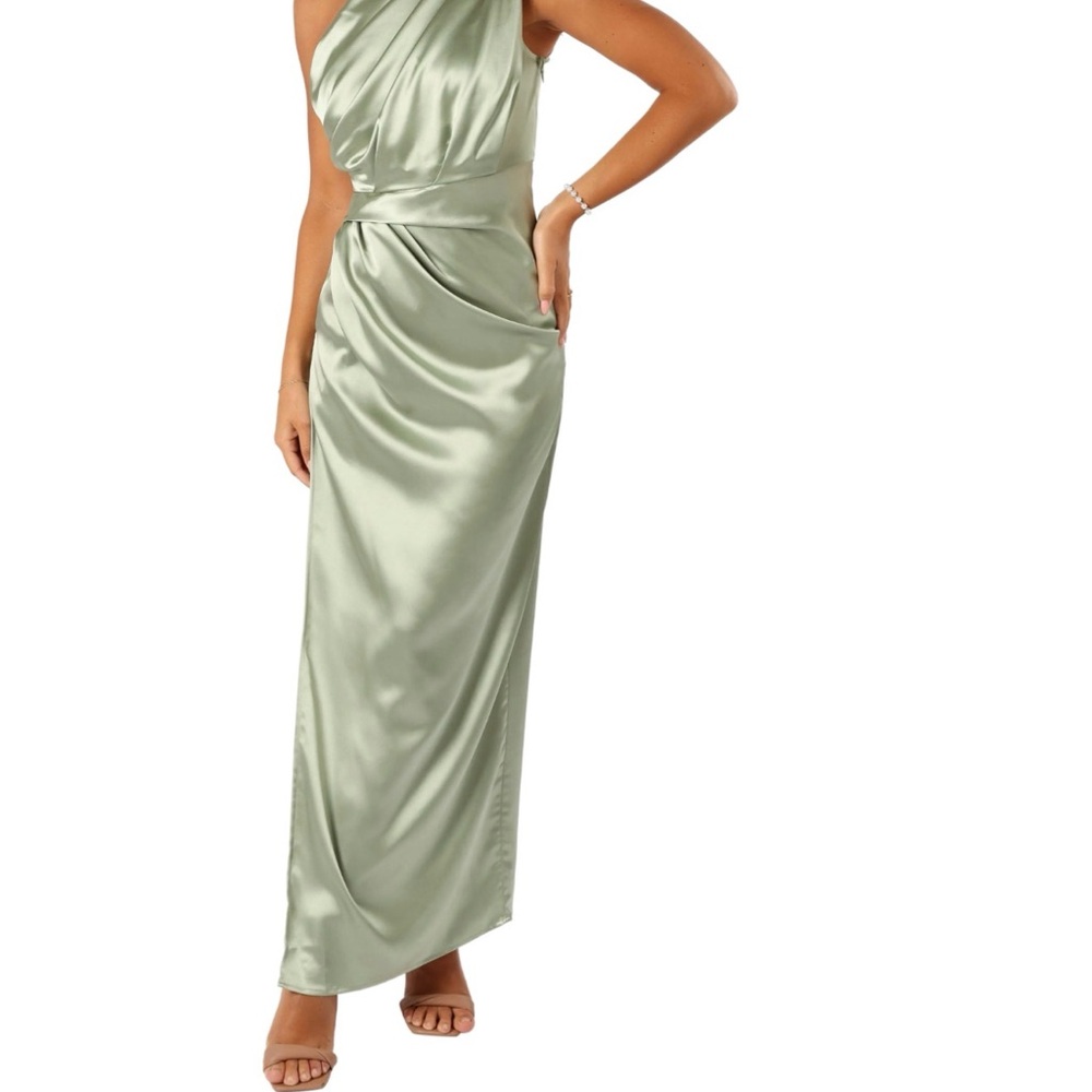 Petal & Pup Sage Green Satin Gown